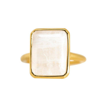 Rectangle Ring in Moonstone-Rings-Waffles & Honey Jewelry-Waffles & Honey Jewelry