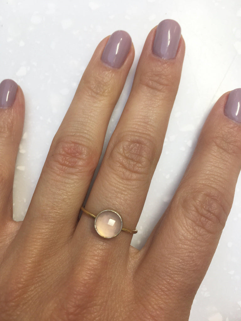 Rose Quartz Circle Stacking Ring-Rings-Waffles & Honey Jewelry-Waffles & Honey Jewelry