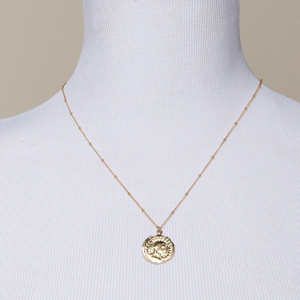 Short Roman Coin Necklace-Necklaces-Waffles & Honey Jewelry-Waffles & Honey Jewelry