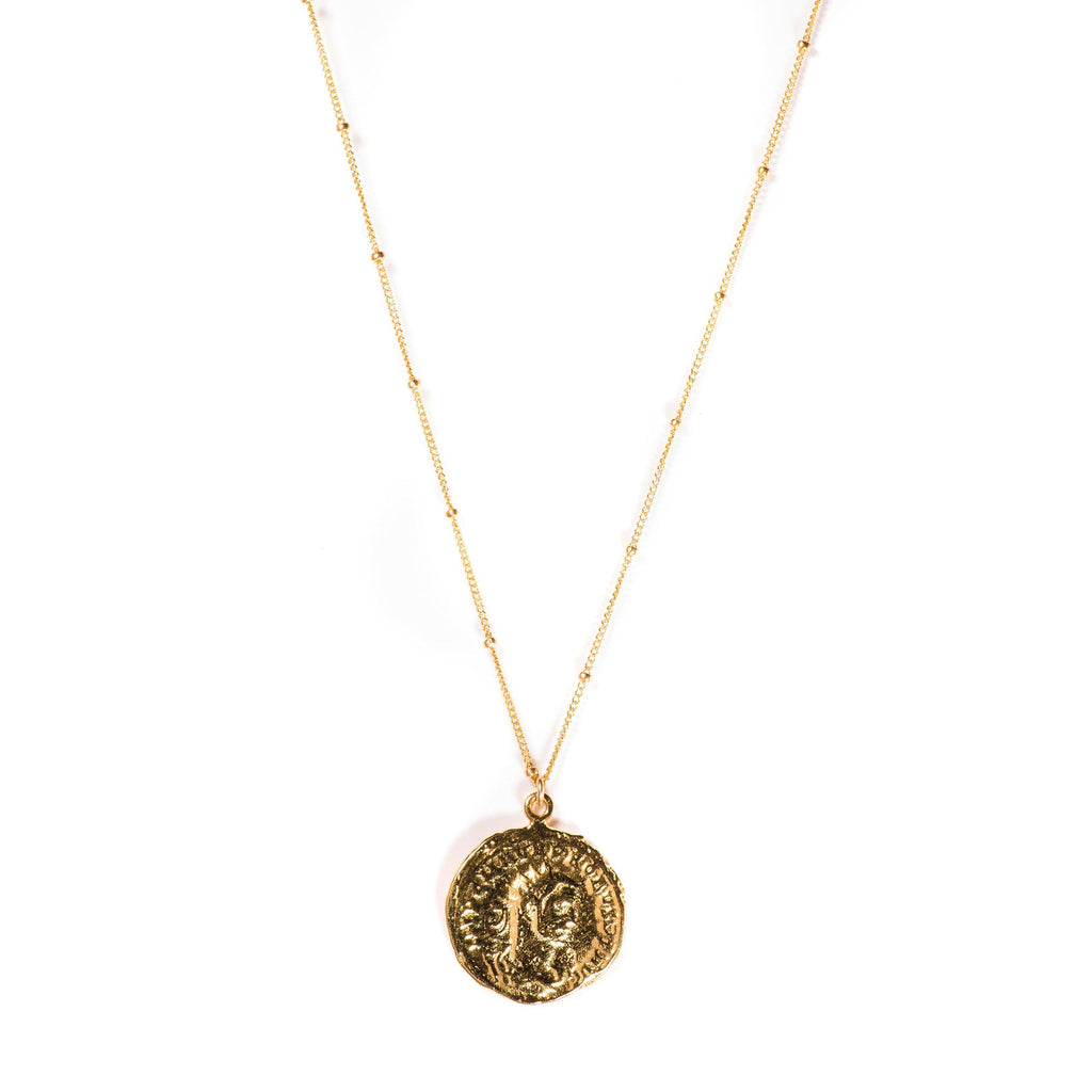 Short Roman Coin Necklace-Necklaces-Waffles & Honey Jewelry-Waffles & Honey Jewelry