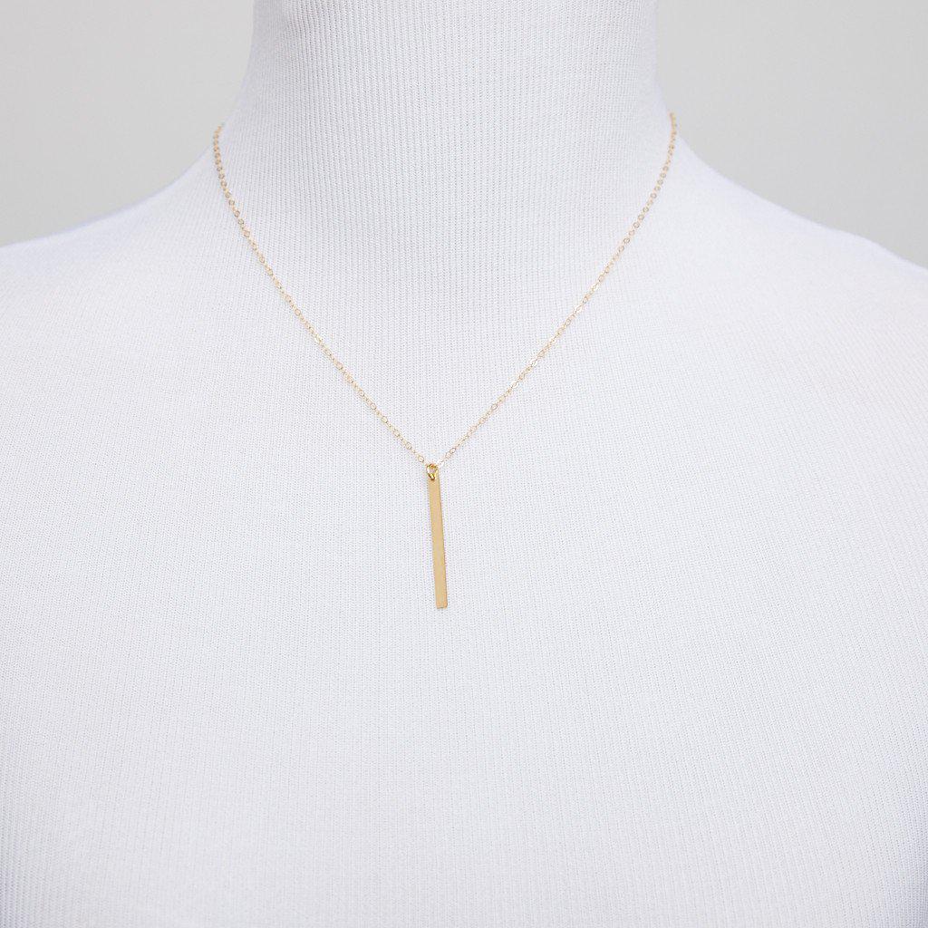 Short Vertical Bar Necklace-Necklaces-Waffles & Honey Jewelry-Waffles & Honey Jewelry