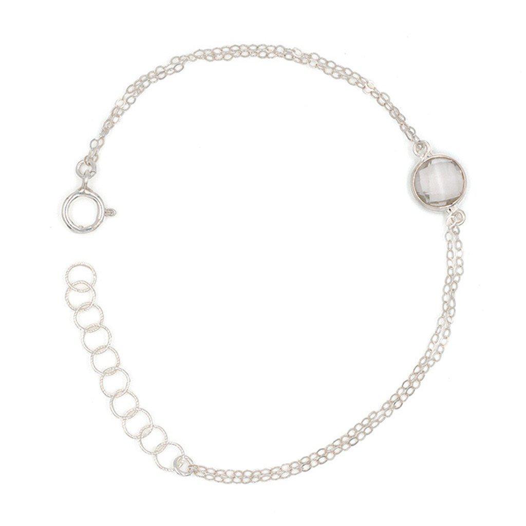 Silver Bezeled CQ Bracelet-bracelet-Waffles & Honey Jewelry-Waffles & Honey Jewelry
