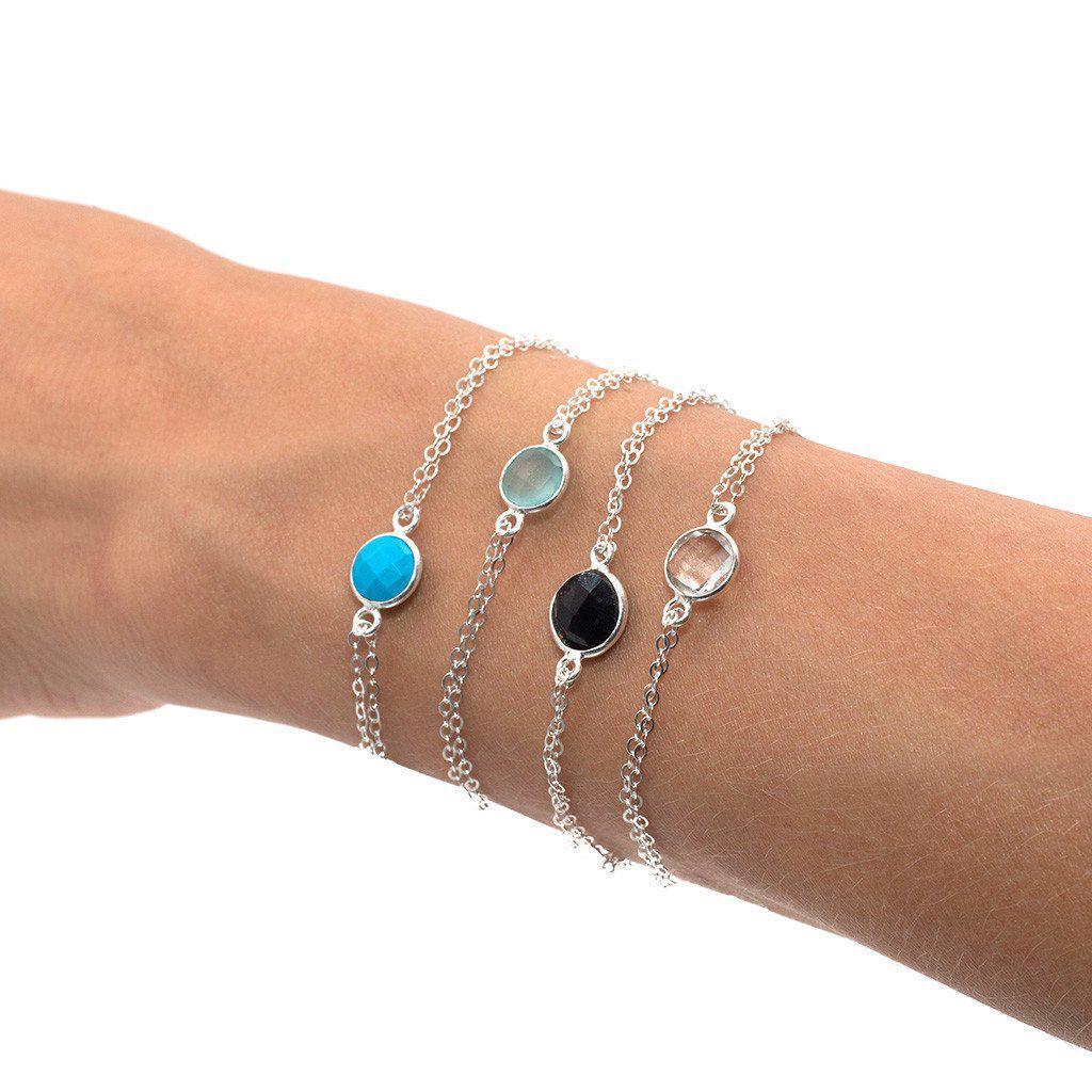 Silver Bezeled Onyx Bracelet-bracelet-Waffles & Honey Jewelry-Waffles & Honey Jewelry