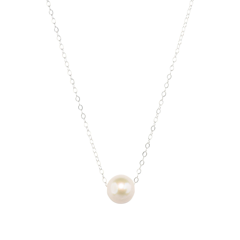 Silver Charlotte Necklace in Pearl-Necklaces-Waffles & Honey Jewelry-Waffles & Honey Jewelry