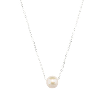 Silver Charlotte Necklace in Pearl-Necklaces-Waffles & Honey Jewelry-Waffles & Honey Jewelry