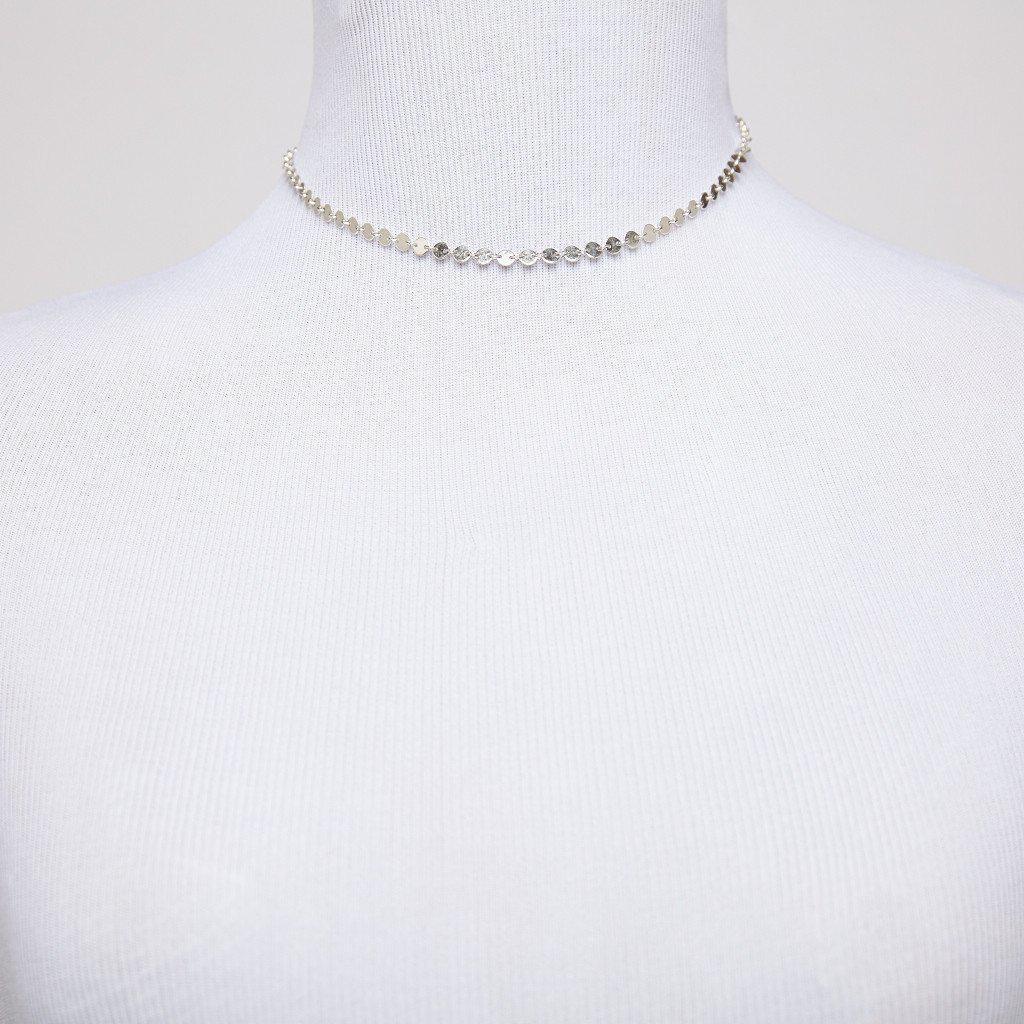 Silver Disc Choker-Necklaces-Waffles & Honey Jewelry-Waffles & Honey Jewelry