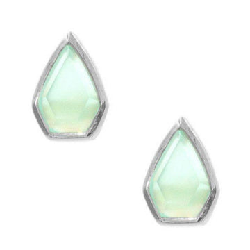 Silver Gemstone Diamond Studs in Chalcedony-Earrings-Waffles & Honey Jewelry-Waffles & Honey Jewelry