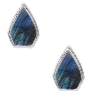 Silver Gemstone Diamond Studs in Labradorite-Earrings-Waffles & Honey Jewelry-Waffles & Honey Jewelry