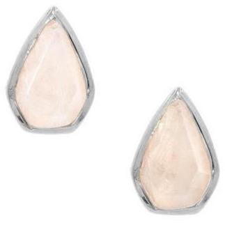 Silver Gemstone Diamond Studs in Moonstone-Earrings-Waffles & Honey Jewelry-Waffles & Honey Jewelry