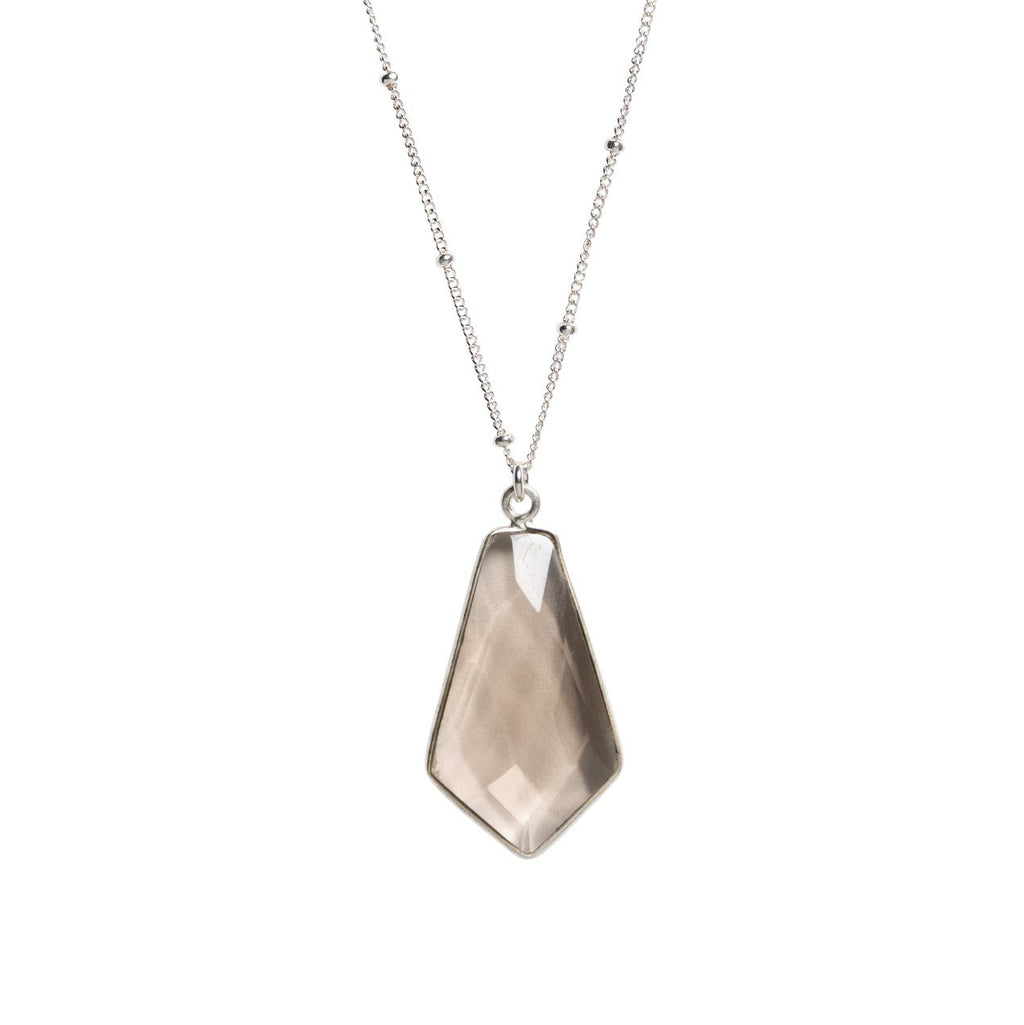 Silver Kite Necklace in Smokey Quartz