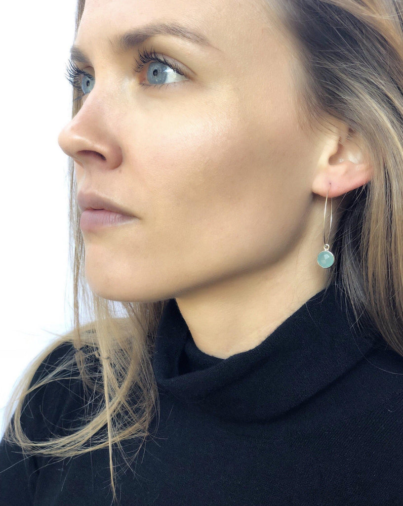 Silver Margi Hoops in Chalcedony-Earrings-Waffles & Honey Jewelry-Waffles & Honey Jewelry