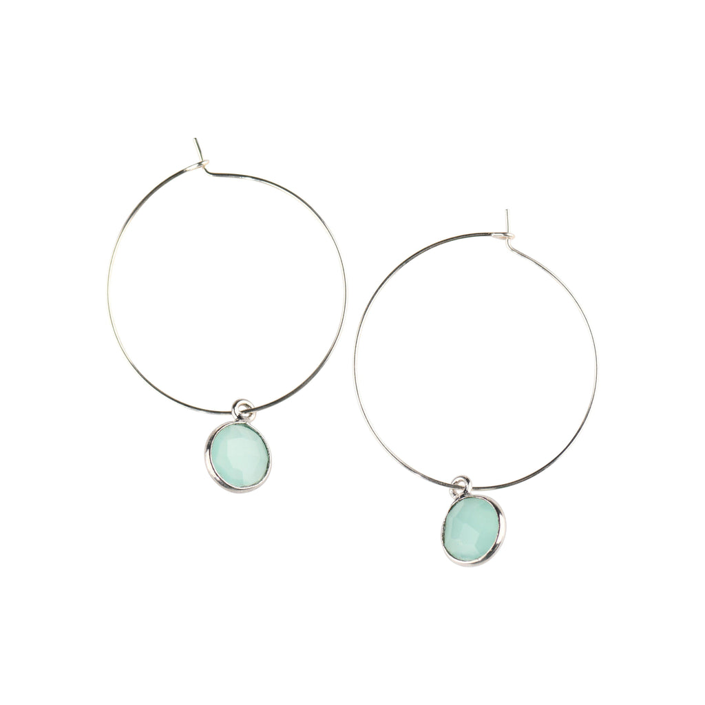 Silver Margi Hoops in Chalcedony-Earrings-Waffles & Honey Jewelry-Waffles & Honey Jewelry