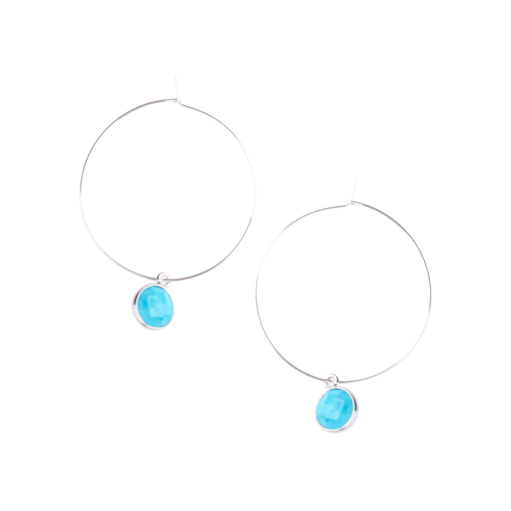 Silver Margi Hoops in Turquoise-Earrings-Waffles & Honey Jewelry-Waffles & Honey Jewelry