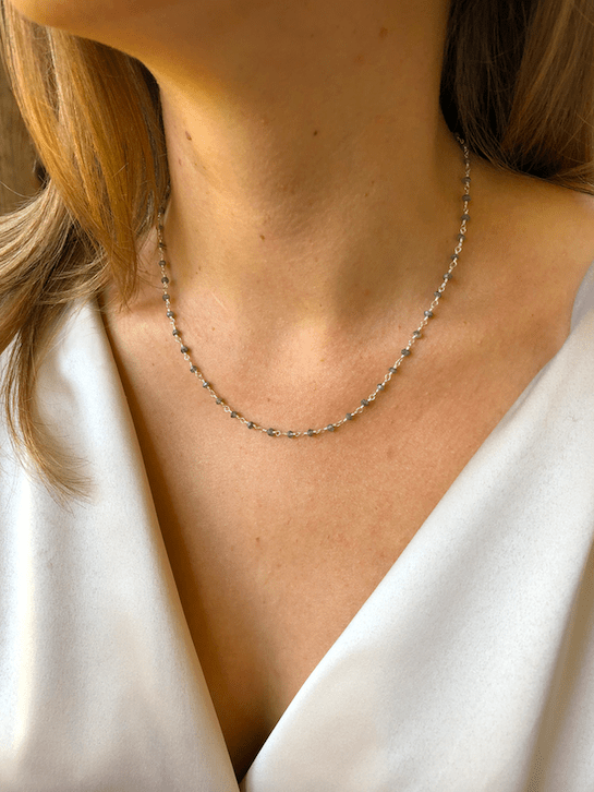 Silver Rosary in Labradorite-Necklaces-Waffles & Honey Jewelry-Waffles & Honey Jewelry