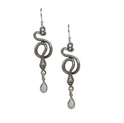 Opal Snake Earrings in Silver - Waffles & Honey Jewelry