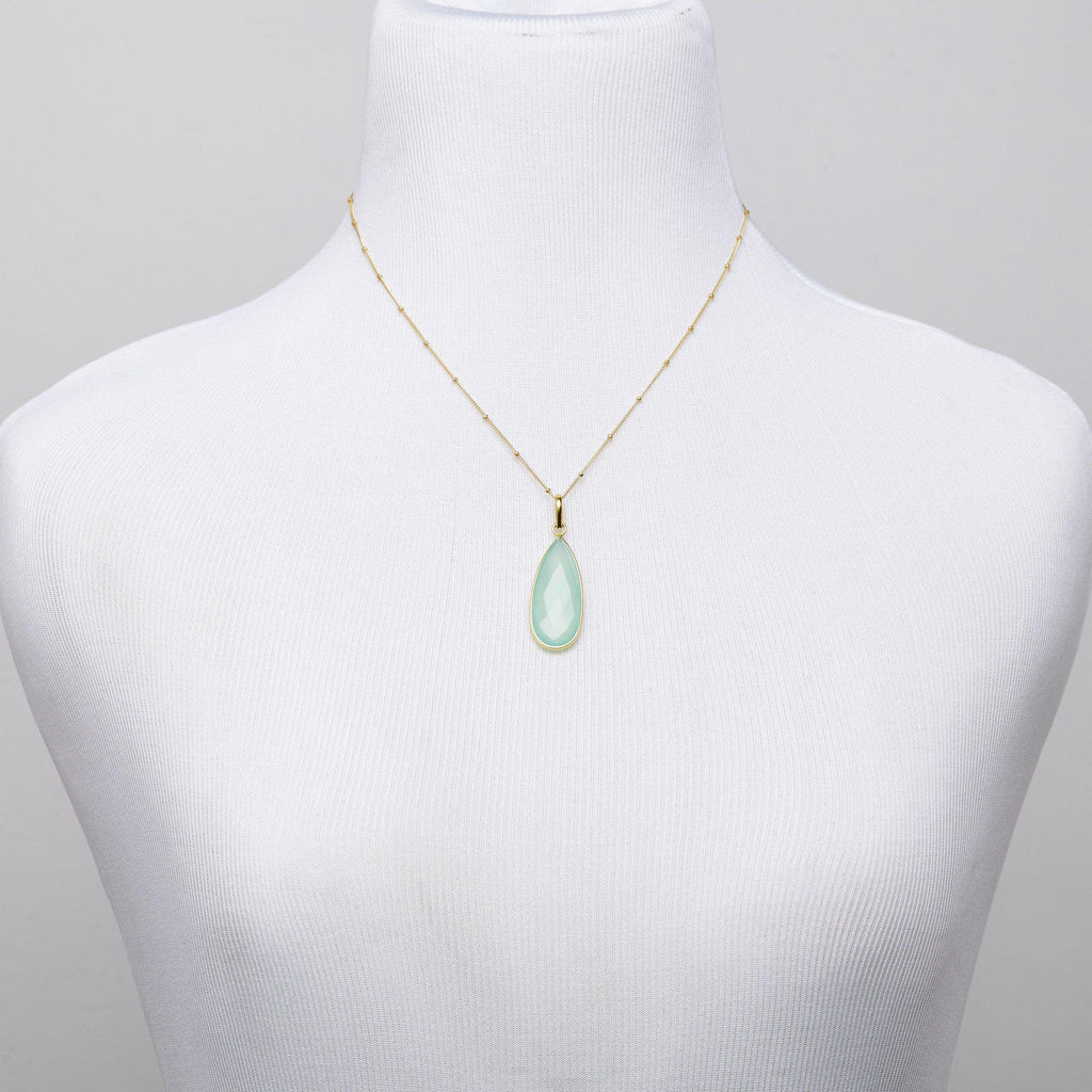 Teardrop Necklace in Chalcedony-Necklaces-Waffles & Honey Jewelry-Waffles & Honey Jewelry