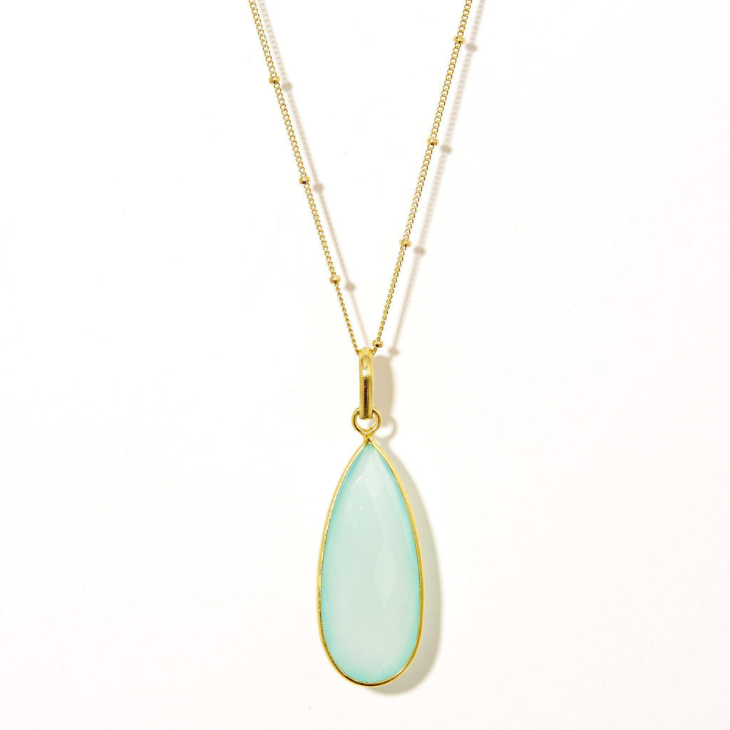Teardrop Necklace in Chalcedony-Necklaces-Waffles & Honey Jewelry-Waffles & Honey Jewelry