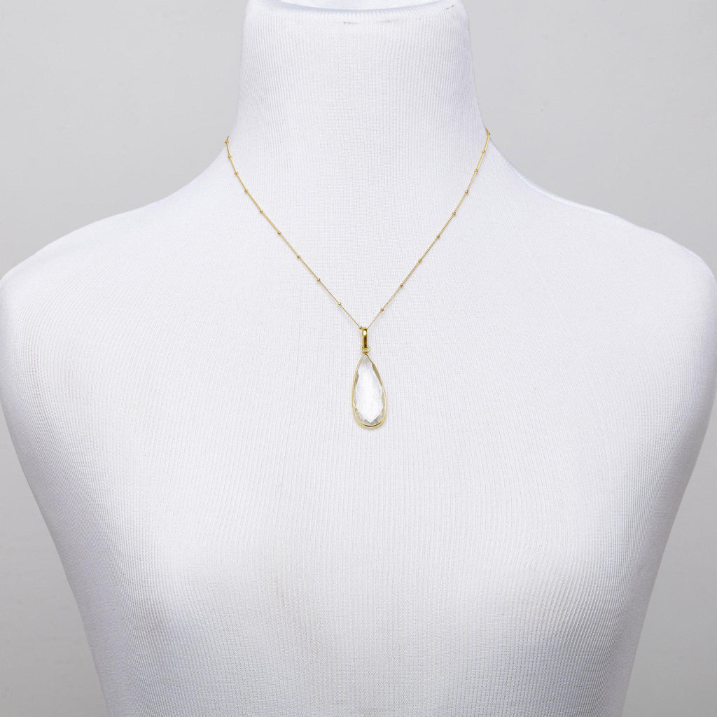 Teardrop Necklace in Crystal Quartz-Necklaces-Waffles & Honey Jewelry-Waffles & Honey Jewelry