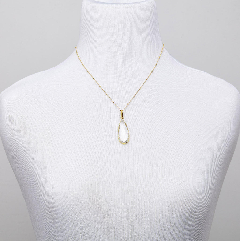 Teardrop Necklace in Crystal Quartz-Necklaces-Waffles & Honey Jewelry-Waffles & Honey Jewelry