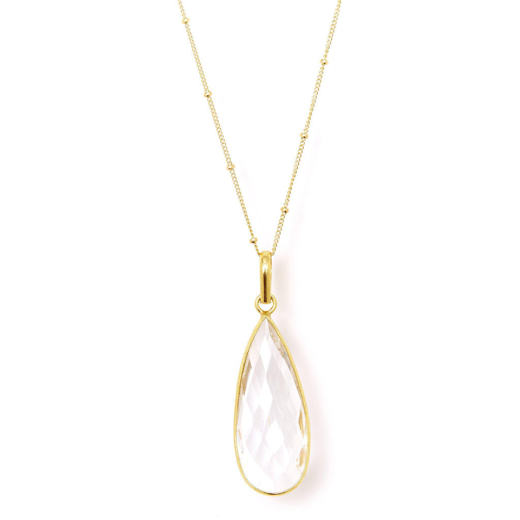Teardrop Necklace in Crystal Quartz-Necklaces-Waffles & Honey Jewelry-Waffles & Honey Jewelry