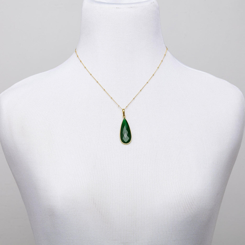 Teardrop Necklace in Emerald-Necklaces-Waffles & Honey Jewelry-Waffles & Honey Jewelry