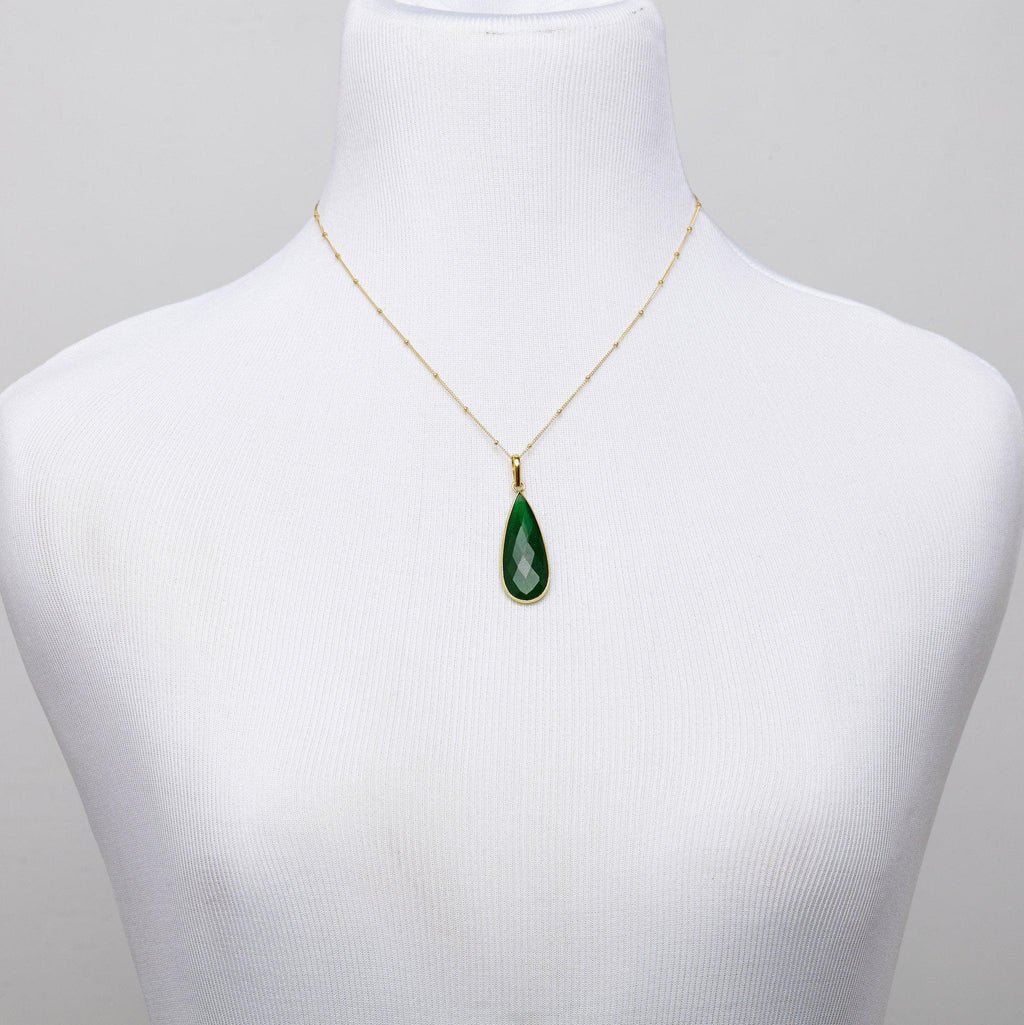 Teardrop Necklace in Emerald-Necklaces-Waffles & Honey Jewelry-Waffles & Honey Jewelry