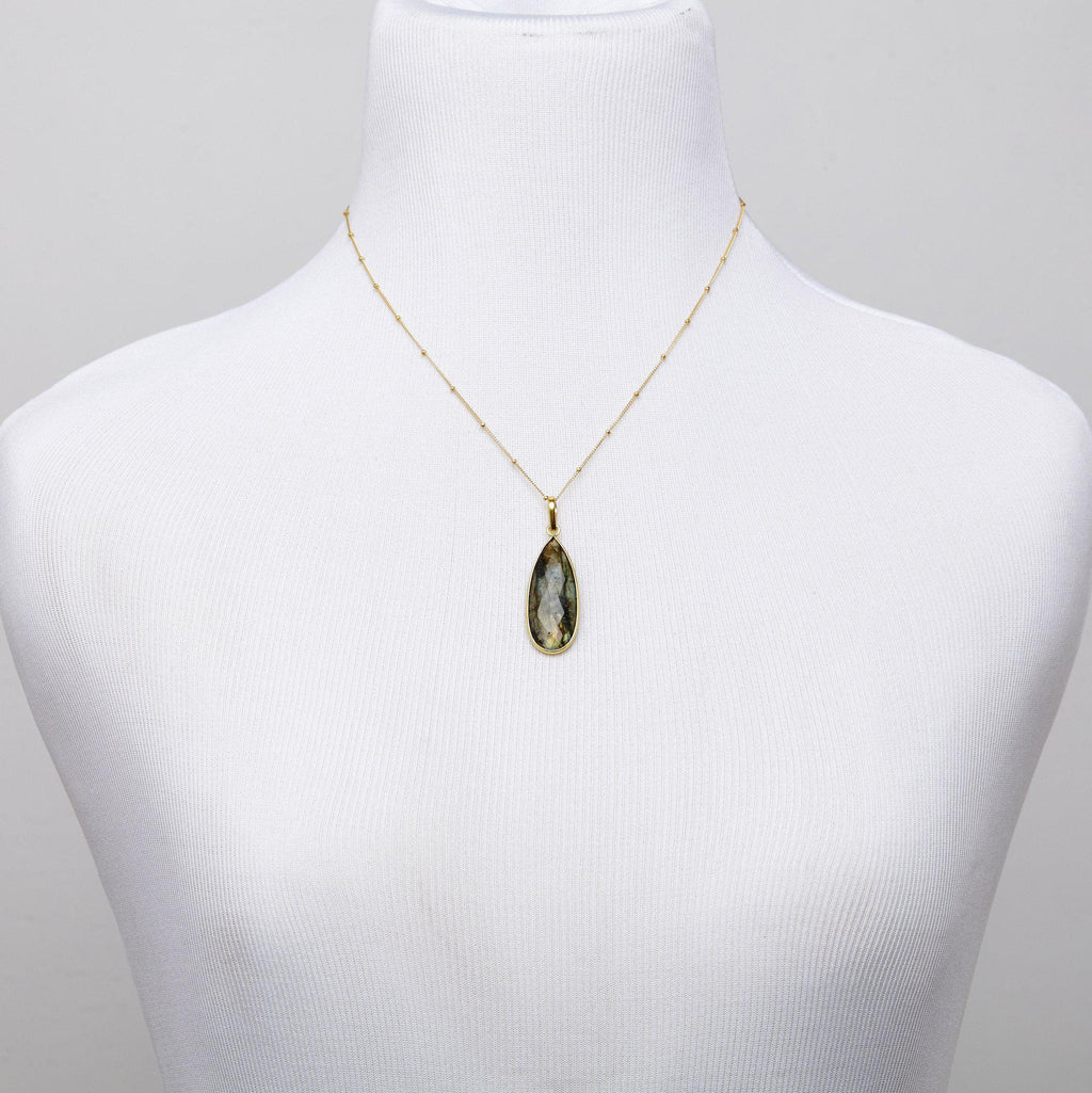 Teardrop Necklace in Labradorite-Necklaces-Waffles & Honey Jewelry-Waffles & Honey Jewelry