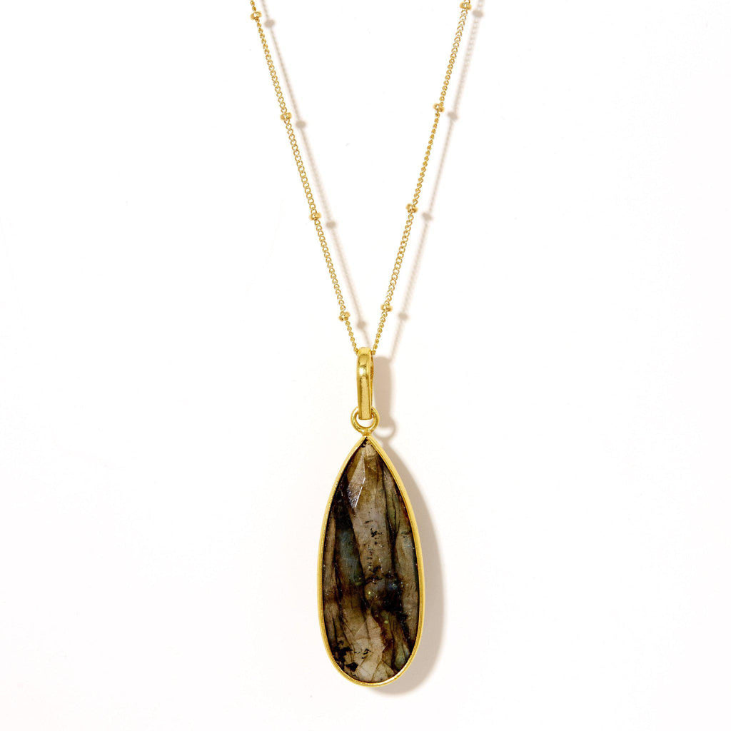 Teardrop Necklace in Labradorite-Necklaces-Waffles & Honey Jewelry-Waffles & Honey Jewelry