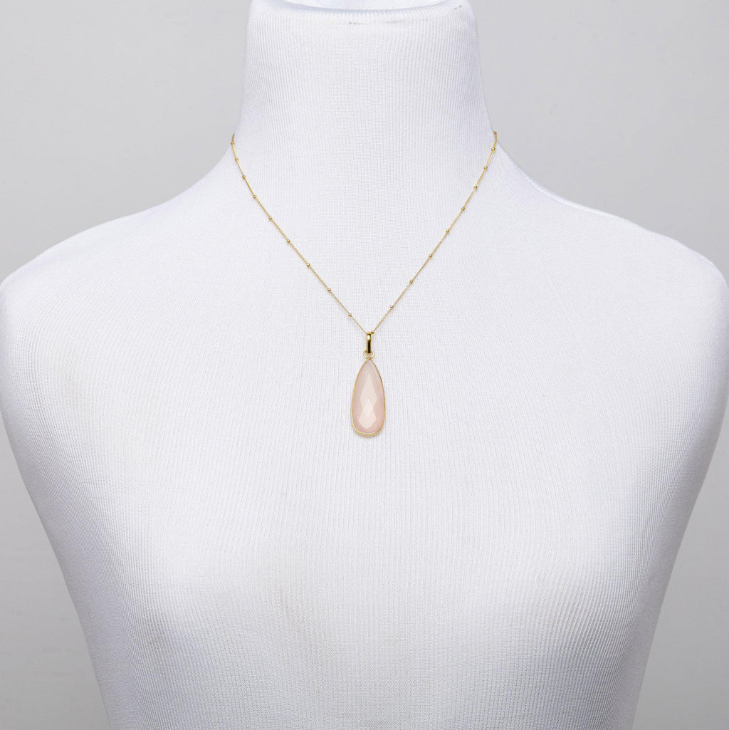 Teardrop Necklace in Pink Chalcedony-Necklaces-Waffles & Honey Jewelry-Waffles & Honey Jewelry