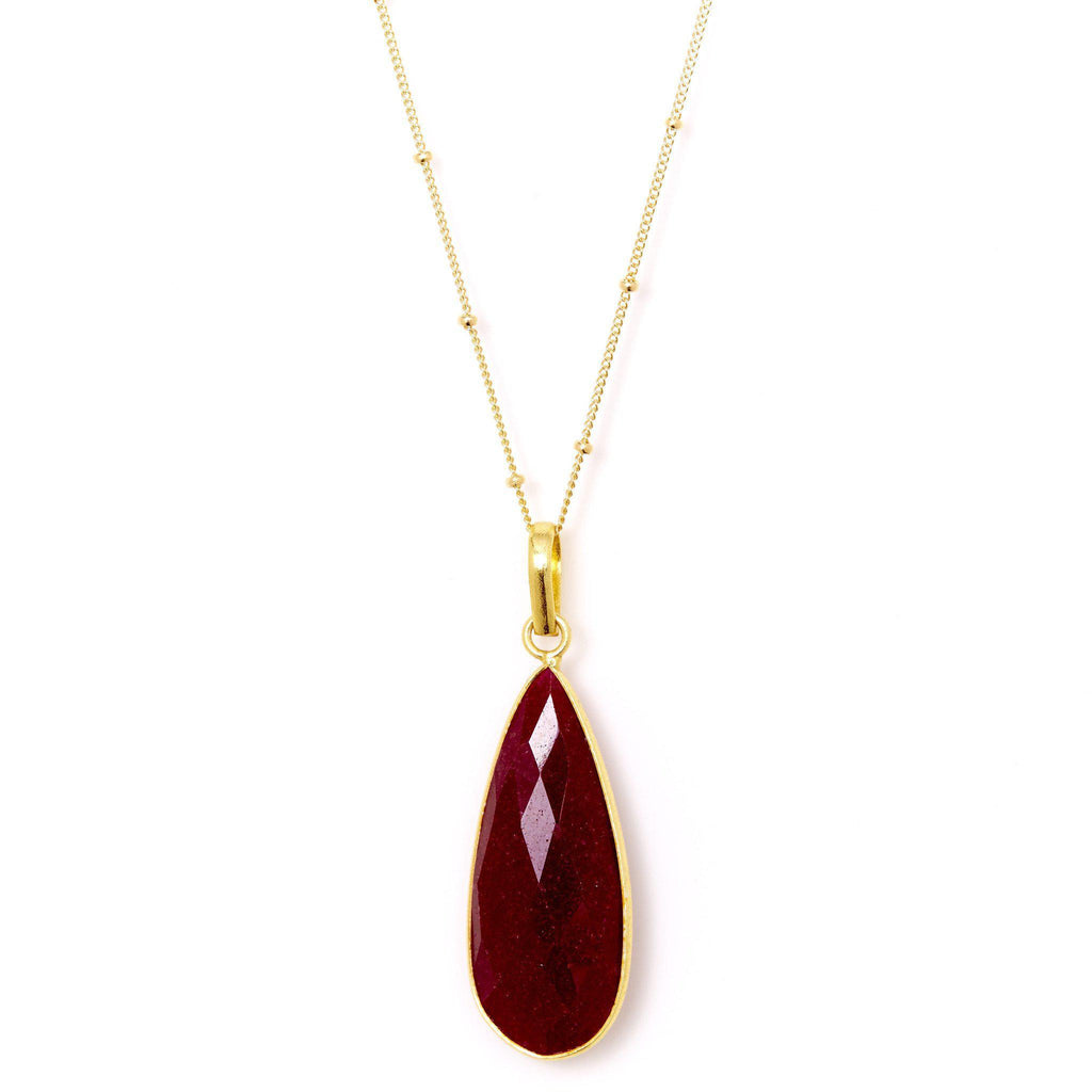 Teardrop Necklace in Ruby-Necklaces-Waffles & Honey Jewelry-Waffles & Honey Jewelry