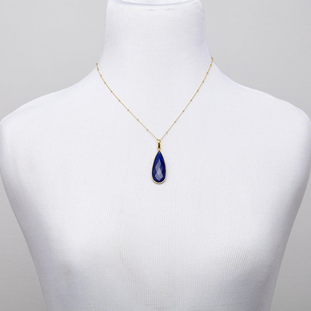 Teardrop Necklace in Sapphire-Necklaces-Waffles & Honey Jewelry-Waffles & Honey Jewelry