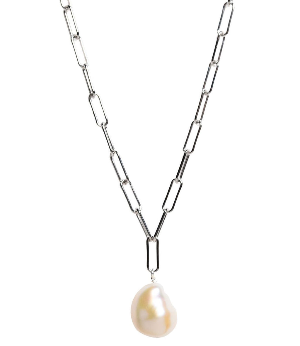 Thea Pearl Necklace in Silver