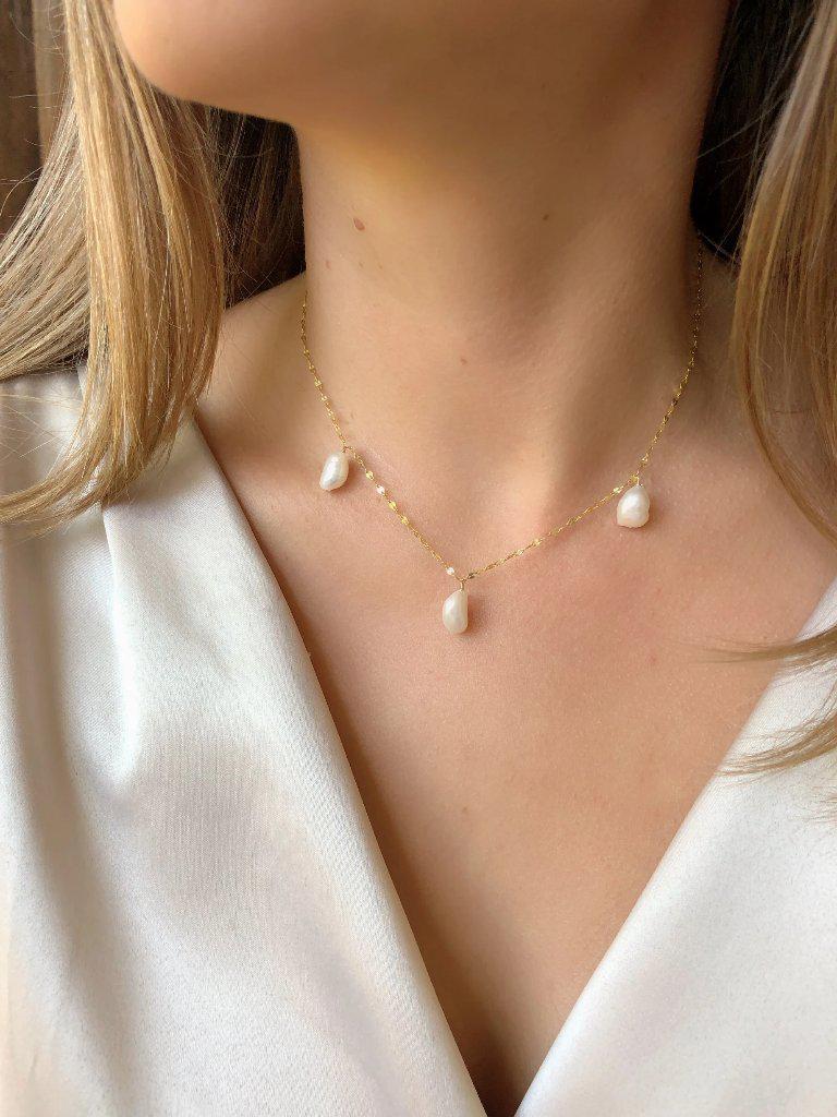 Three Pearl Choker-Necklaces-Waffles & Honey Jewelry-Waffles & Honey Jewelry