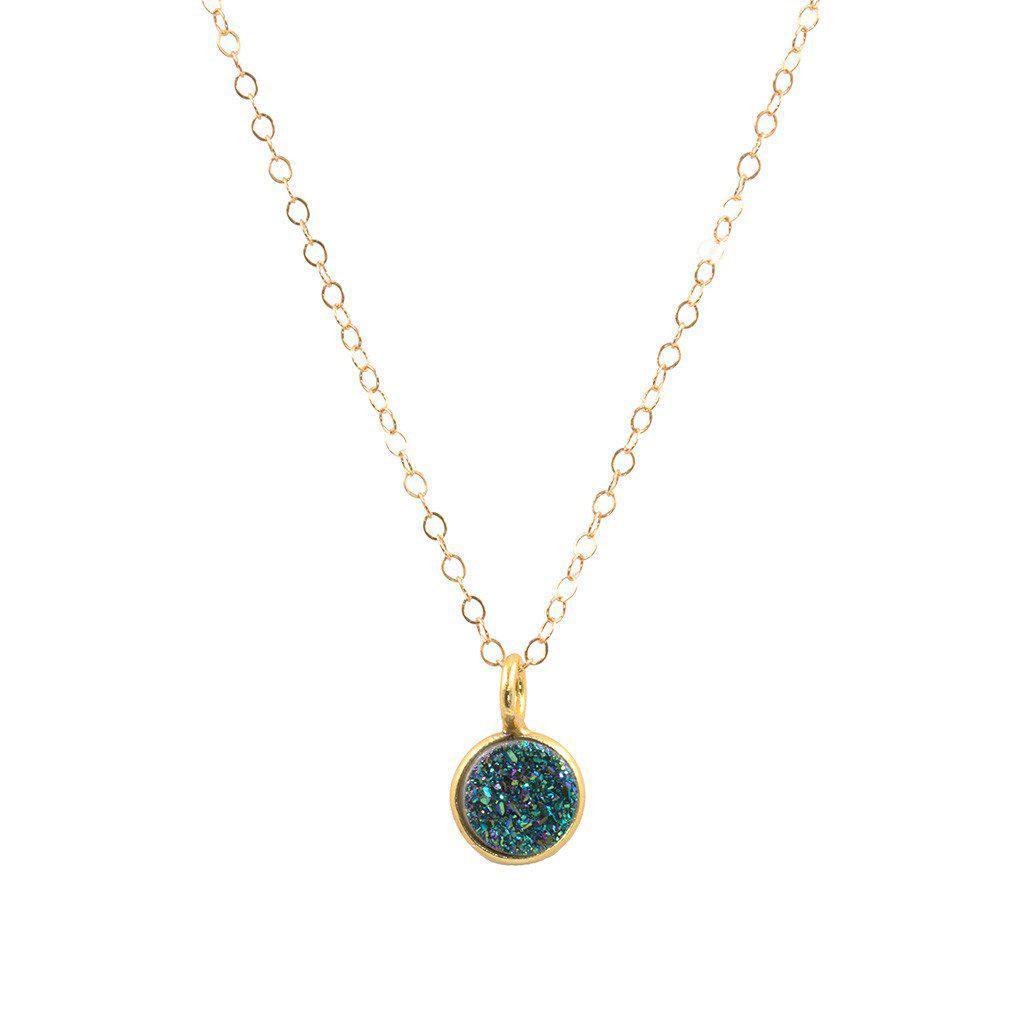 Tinkerbell Coin Necklace in Blue Druzy-Necklaces-Waffles & Honey Jewelry-Waffles & Honey Jewelry