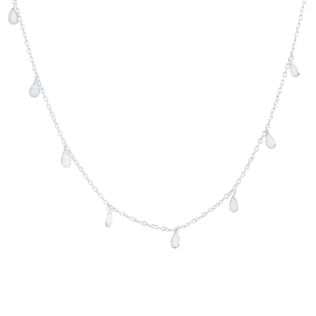 White Opal Choker in Silver-Necklaces-Waffles & Honey Jewelry-Waffles & Honey Jewelry