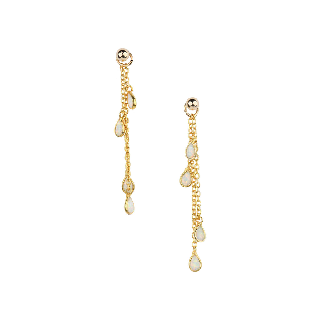 White Opal Ear Jackets-Earrings-Waffles & Honey Jewelry-Waffles & Honey Jewelry