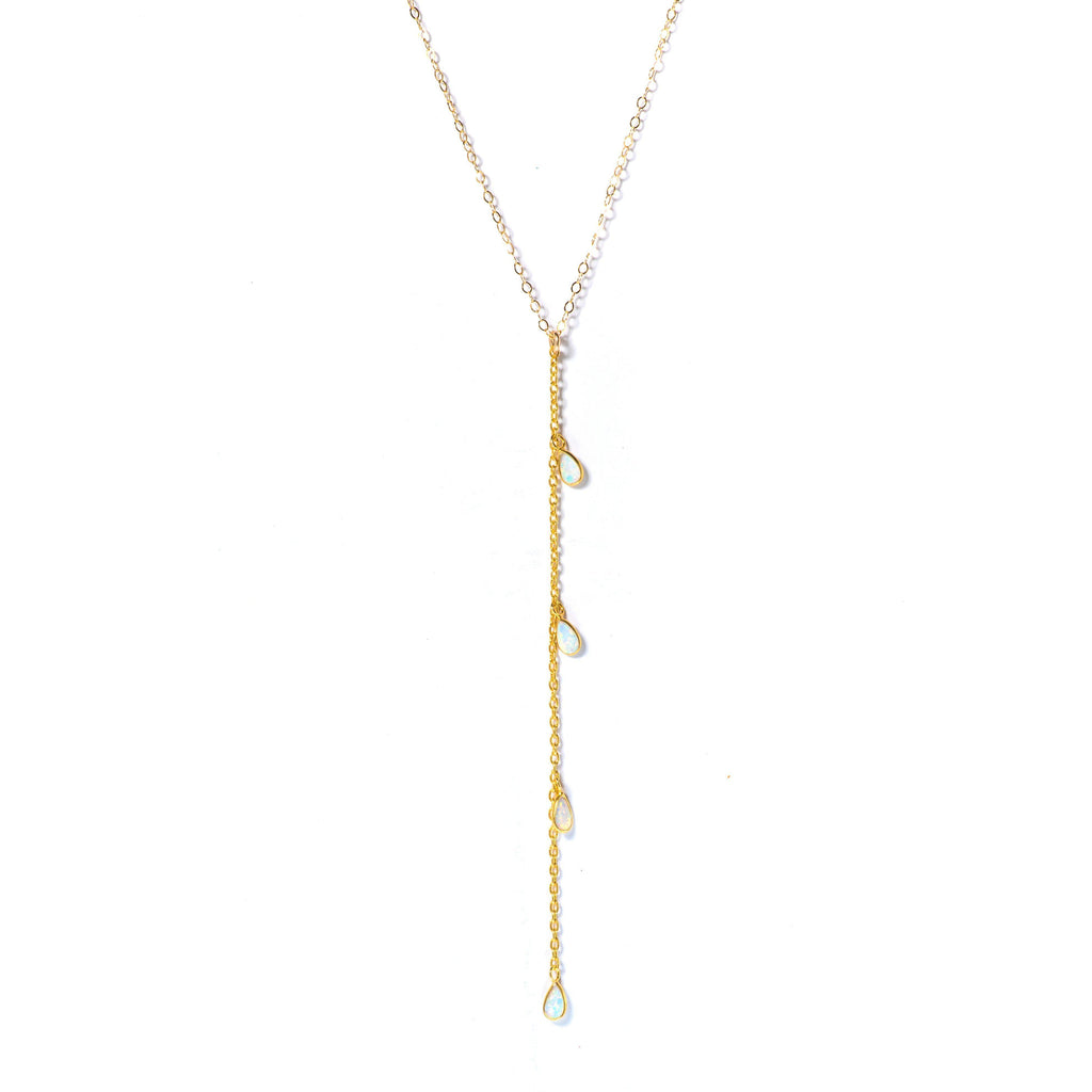 White Opal Lariat-Necklaces-Waffles & Honey Jewelry-Waffles & Honey Jewelry